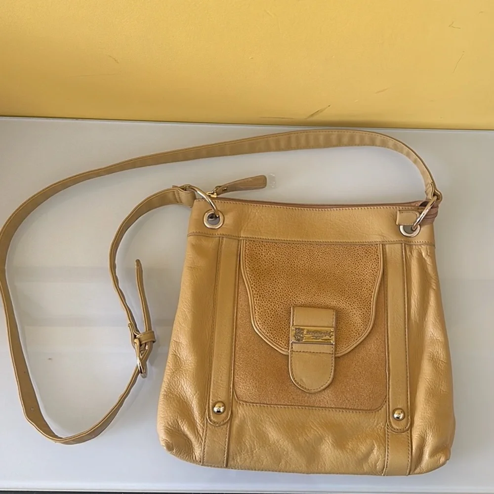 Sharif Leather Shoulder Crossbody Bag with Tote in Mustard Yellow NWOT